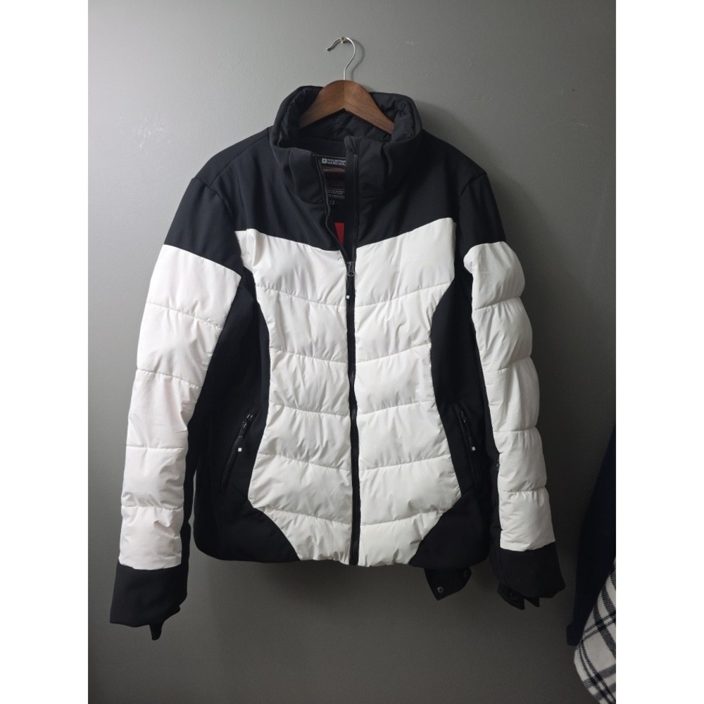 Mountain Warehouse Extreme Ski Jacket Black White Water Resistant US 14 RECCO
